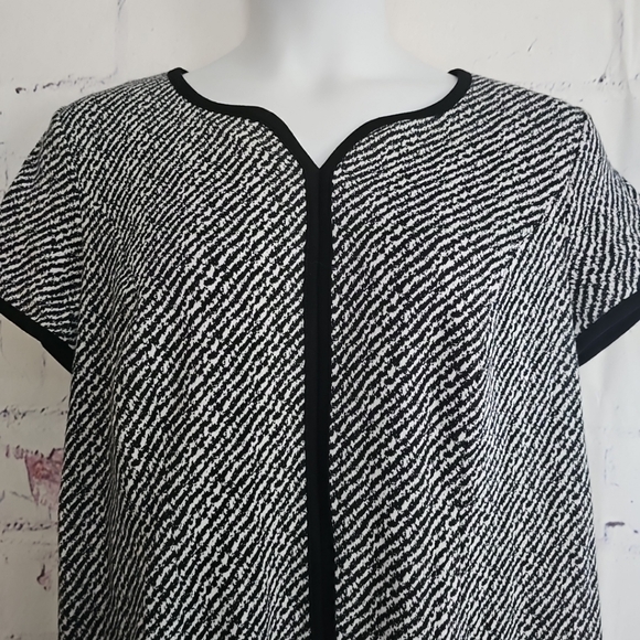 Talbits Petites Black & White Tweed Look Shift Dress Plus 14WP Short Sleeve New - Picture 2 of 15